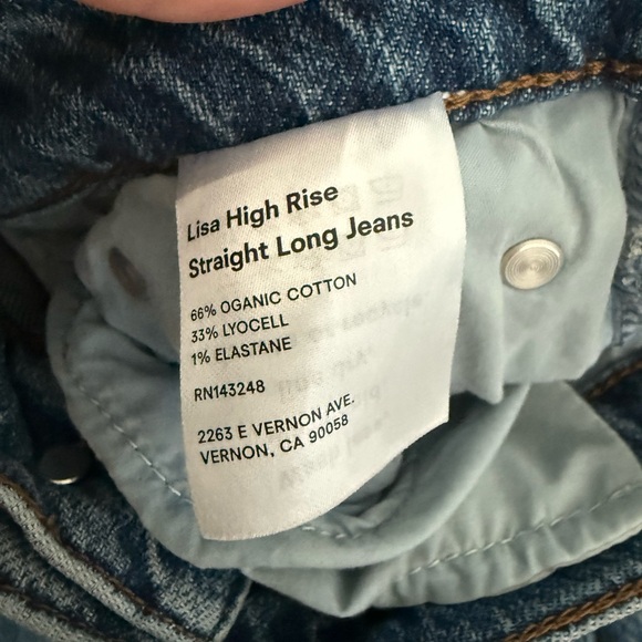 Reformation Women's Lisa High Rise Straight Long Blue Jeans, Size 26 denim - Picture 4 of 7